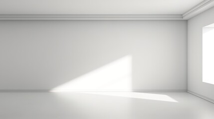 Wall Mural - Bright and airy white empty room with light and shadow. Perfect for a variety of uses, such as product photography, interior design, or abstract art.