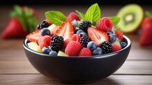 A Bowl Of Fruit On A Table