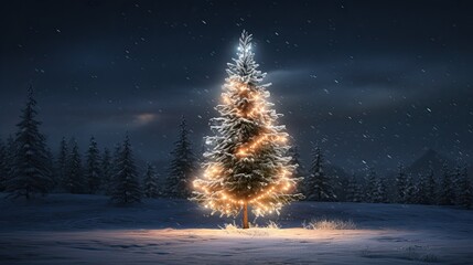 Fototapete - Fir tree with lights wallpaper