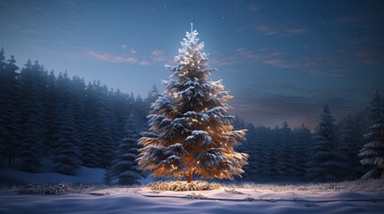 Fototapete - Fir tree with lights wallpaper