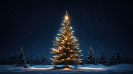 Fototapete - Fir tree with lights wallpaper