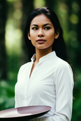 Wall Mural - a woman in a white shirt