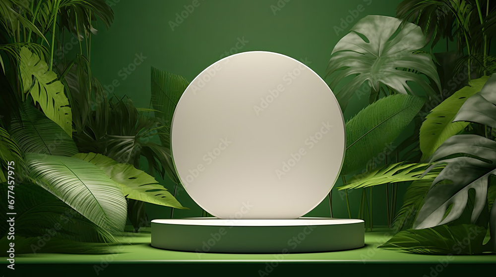 3d White round template podium mockup for natural organic cosmetic ...