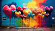 graffiti on wall,graffiti wall abstract background, artistic pop art heart background backdrop