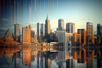 Aufkleber - city buildings skyline in contemporary color style and futuristic effect. Real estate and real estate development,