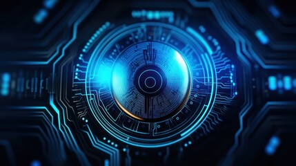 Poster - Cyber security network. Technology background animated cyber security system padlock with fingerprint icon.computer crime.
