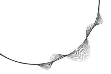 Aufkleber - Abstract round curve by lines wavy flowing black gradient isolated on transparent background. Vector in concept modern, technology, science, music.