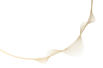 Poster - Abstract round curve by lines wavy flowing gold gradient isolated on transparent background. Vector in concept luxury, modern, technology, science, music.