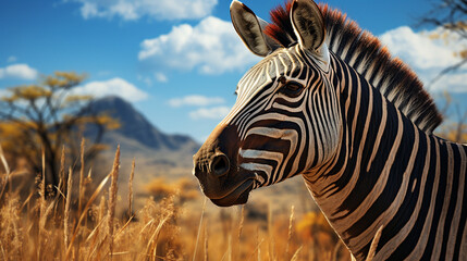 Canvas Print - portrait of a zebra HD 8K wallpaper Stock Photographic Image 