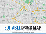 Fototapeta  - Editable Los Angeles Downtown Map