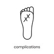 Diabetes complications on legs, foot line icon vector for educational materials about diabetes