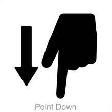 Point Down And Way Icon Concept