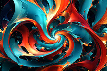 A Colorful Abstract Background With A Spiral Design In Blue, Orange And Red Colors With A Black Background And A White Center