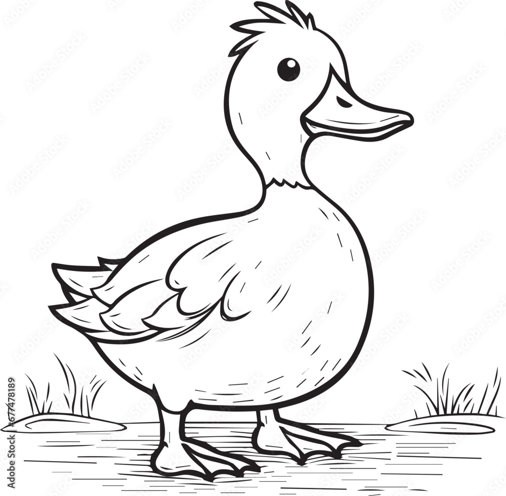Cute daisy duck line art coloring page design stock vector adobe stock