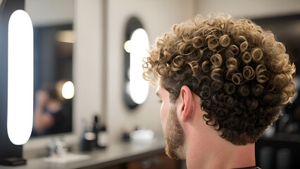 Wall Mural - Professional curly haircut - side view