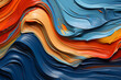Orange and blue thick wavy oil paint brush strokes