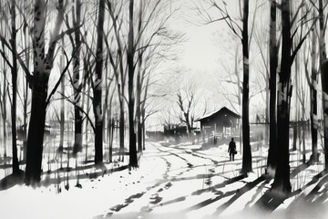  Silhouettes: Use the long shadows and stark contrasts of winter to create captivating silhouettes against the snow. - Generative AI