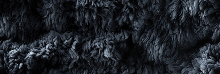 Wall Mural - seamless texture pattern of black wool made of artificial fluffy sheep animal fur