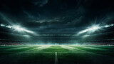 Fototapeta Sport - dark soccer stadium with bright lights