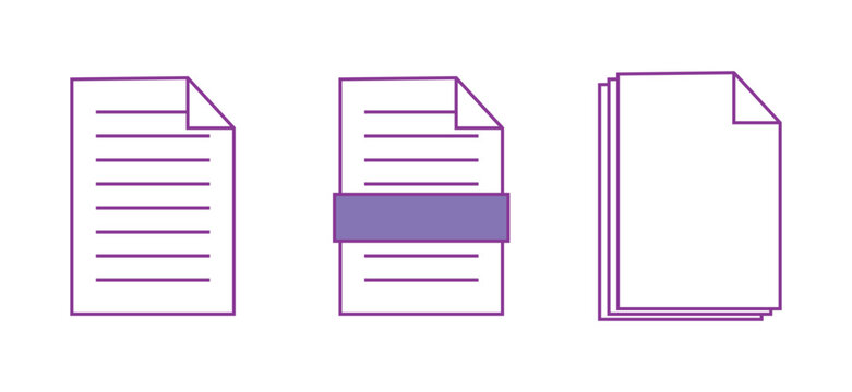 Paper document icons in y2k style. Old computer aesthetic. Vector illustration