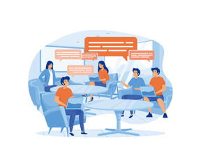 Poster - Group of People Discussing business.  flat vector modern illustration 