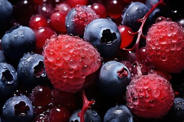 Wall Mural - Frozen Berries and Fruits: Macro shots of frozen berries or fruit encased in ice can be visually captivating. - Generative AI