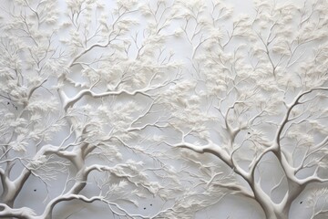 Wall Mural - Snowy Textures: Highlight the tactile and textural aspects of snow, like the way it clings to branches or forms drifts. - Generative AI