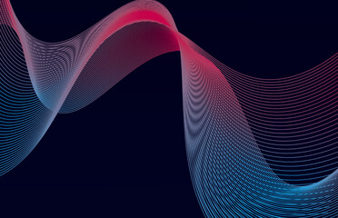 Poster - Abstract luxury golden lines curved dark blue background. 