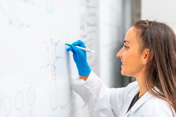 Wall Mural - biologist using a white board to write data