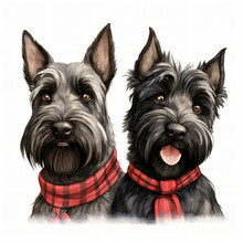 Scottish Terriers Clipart Isolated On White Background