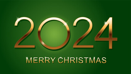 Wall Mural - Merry Christmas design template. Merry Christmas 2024 greeting card design. Vector illustration on green background.