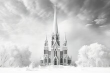 Church Steeples In Snow - Generative AI