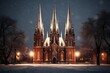 Church Steeples in Snow - Generative AI