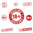 Set of 18+ red sign stamps, collection of adults only red rubber seal stamps