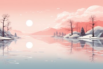 Sticker - Frozen Lakeside Reflections - Generative AI