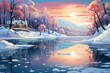 Frozen Lakeside Reflections - Generative AI