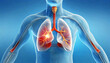 3D Visualization Illustration of Man's Lung Anatomy, Exploring the 3D Landscape of Human Respiratory Structures, Generative AI