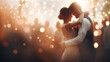 Wunderschöne Hochzeit draußen im Sonnenlicht, Empfang tanzen, Gäste, generative AI