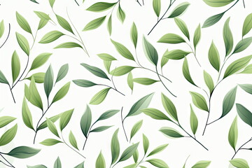 Wall Mural - green leaves on white background