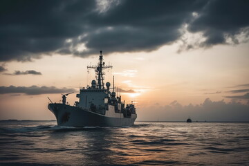 Wall Mural - warship on the sea