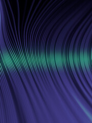 Fototapete - Close-up of wave pattern of green-purple curved lines. 3d rendering digital illustration background