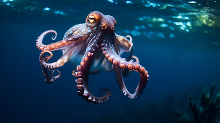 Canvas Print - octopus big eyes in the sea