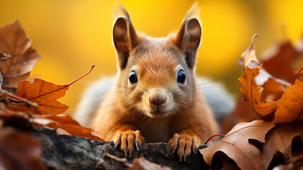 Wall Mural - squirrel in the forest HD 8K wallpaper Stock Photographic Image