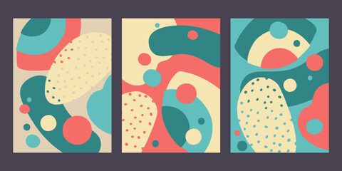 Poster - Abstract pink cards set - simple neutral shapes