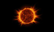 une étoile avec ses champs magnétiques et ses éruptions solaires sur fond noir étoilé
