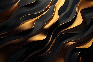 Wall Mural - Gold and black gradient waving abstract style background