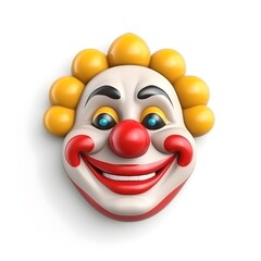 Wall Mural - Funny 3d clown face isolated on white