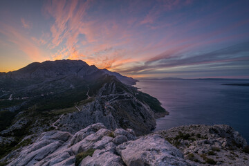 Wall Mural - Spectacular sunrise in the mountains of Nature Park Biokovo,Dalmatia,Croatia