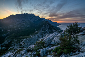 Wall Mural - spectacular sunrise in the mountains of nature park biokovo,dalmatia,croatia
