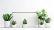 Green Mockup Frames Featuring Most Popular Houseplants: Ideal for Technology, Interior Design, Architecture, Computer, Mobile Phone, Billboard, Banner, and Advertisement. 